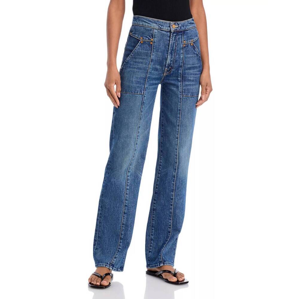 NEW MOTHER the riveting rambler zip sneak jeans in bending the rules
